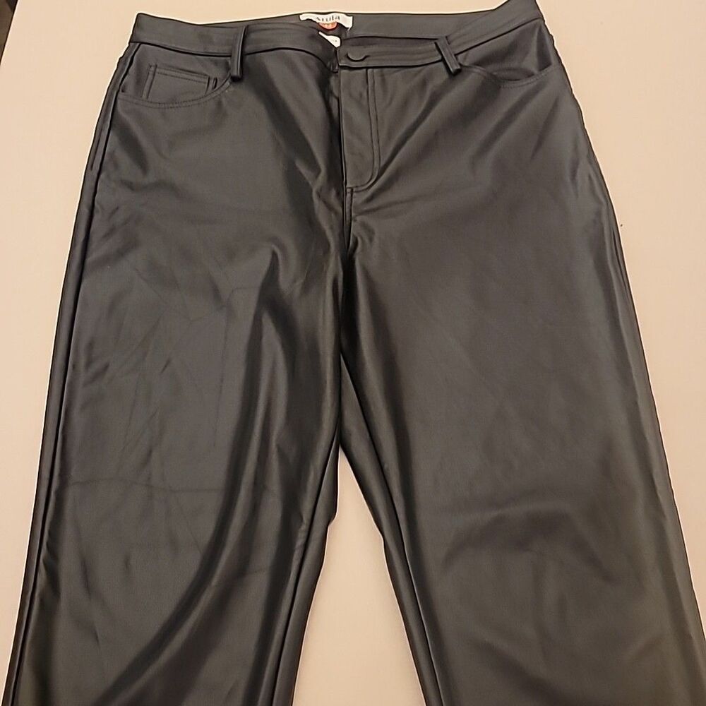 Arula Pants Faux Leather Pleather Polyester Black Womens Size 14 38x28